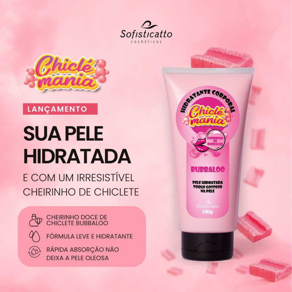Hidratante Corporal Bubbaloo Chiclé Mania 180g  Sofisticatto