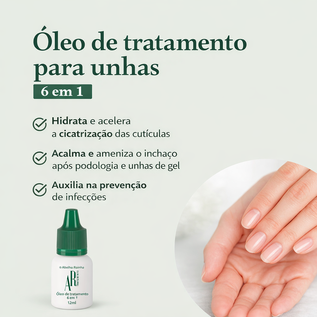 Óleo para unha AR Tratamento 6 x 1 Abelha Rainha 12 ml -