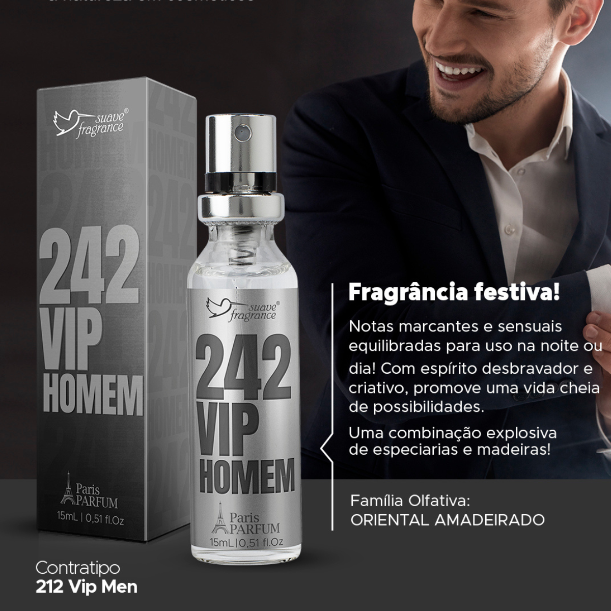 Kit 3 minis perfumes Masculinos Suave Fragrance Apolo Blue +242 homem + 242 vip homem