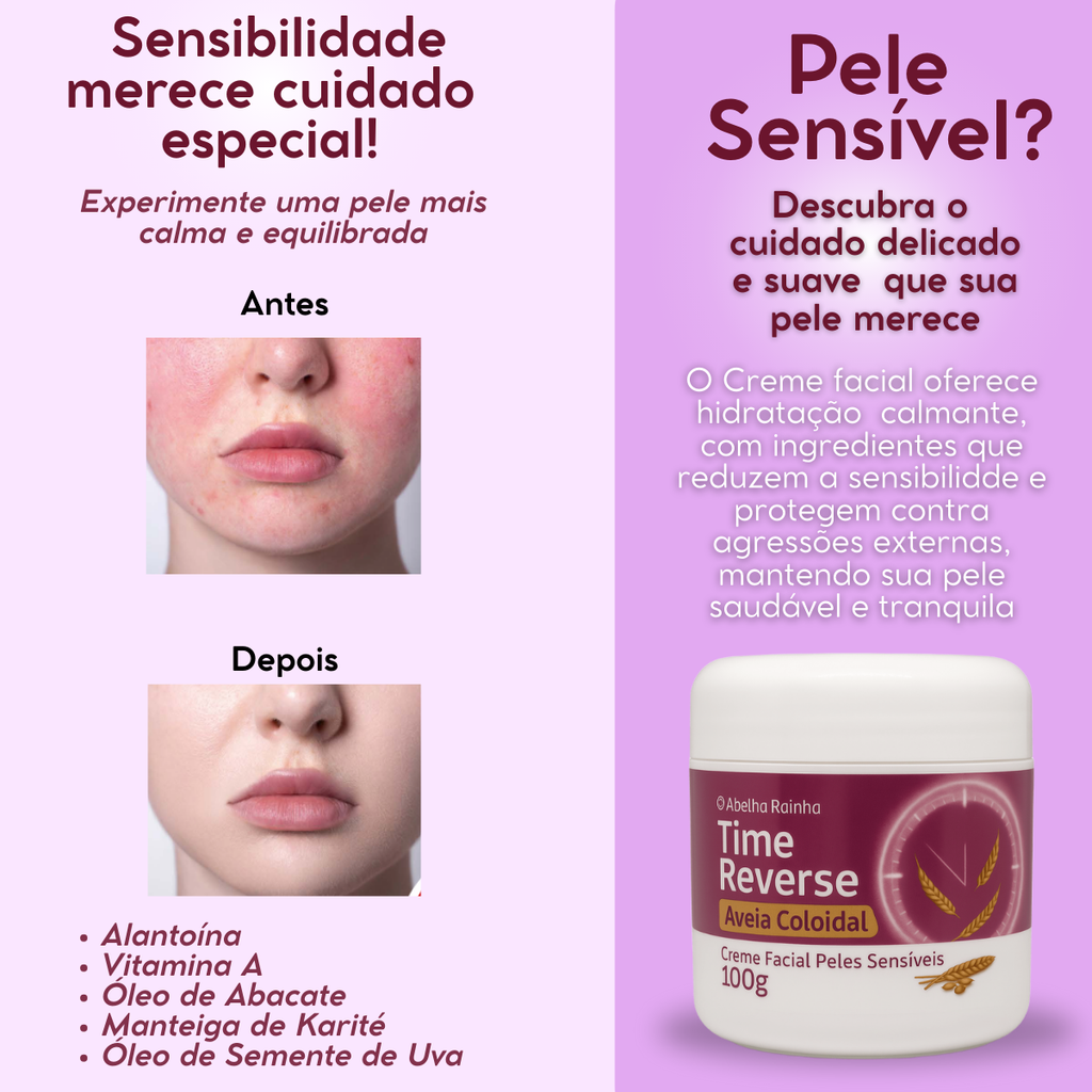 Time Reverse Aveia Coloidal Creme Facial Peles Sensiveis 100g
