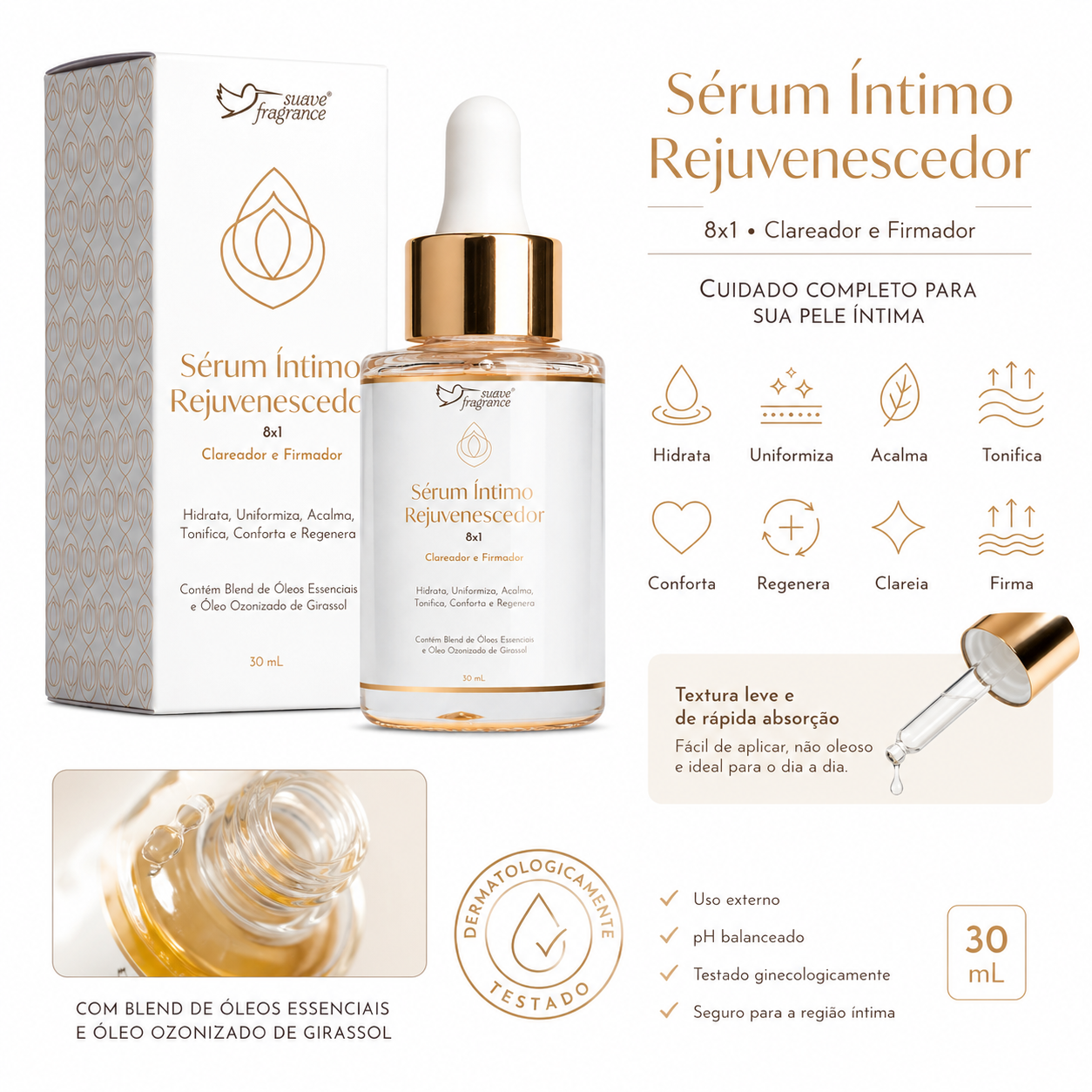 Kit 2 Serum  Intimo Rejuvenscedor 8x1 Suave Fragrance