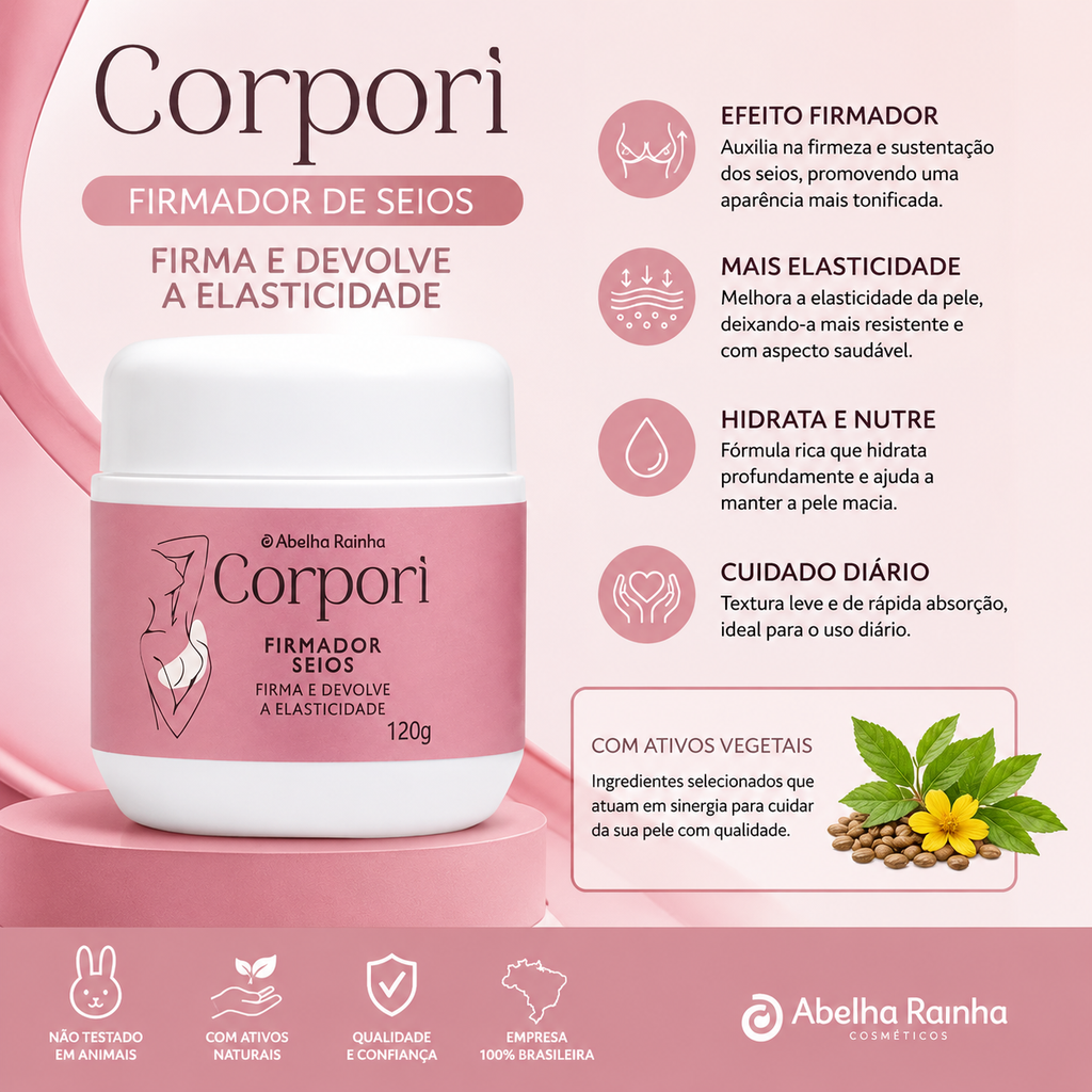 Kit 2 Creme Firmador Seios Com Colágeno Corpori Abelha Rainha 120g