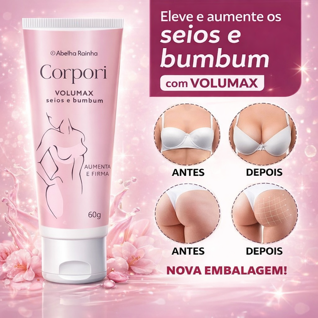 Creme para Aumento do Seios & Bumbum Corpori Volumax 60g Abelha Rainha 2810