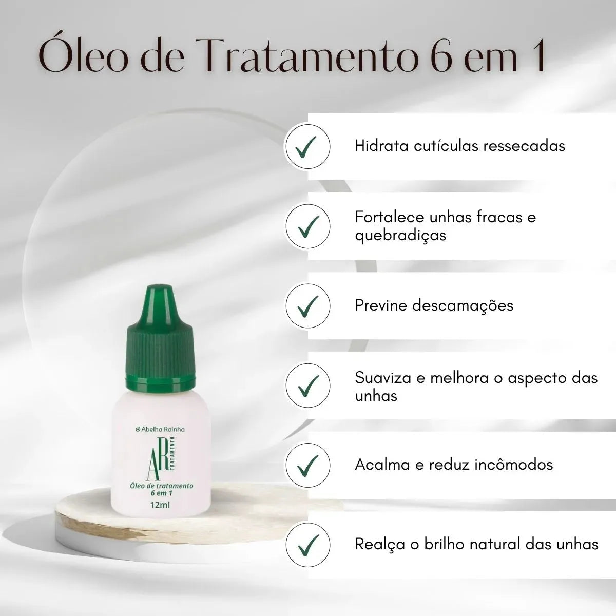 Óleo para unha AR Tratamento 6 x 1 Abelha Rainha 12 ml -