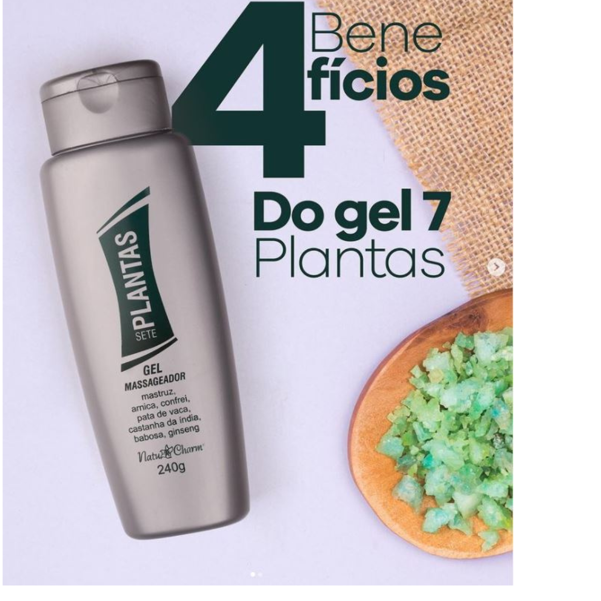 Gel Massageador 7 Plantas NatuCharm 240g