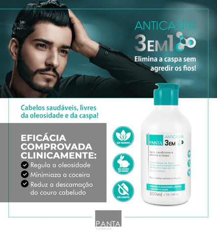 Panta Anticaspa 3 Em 1 - Shampoo, Condicionador E Anticaspa