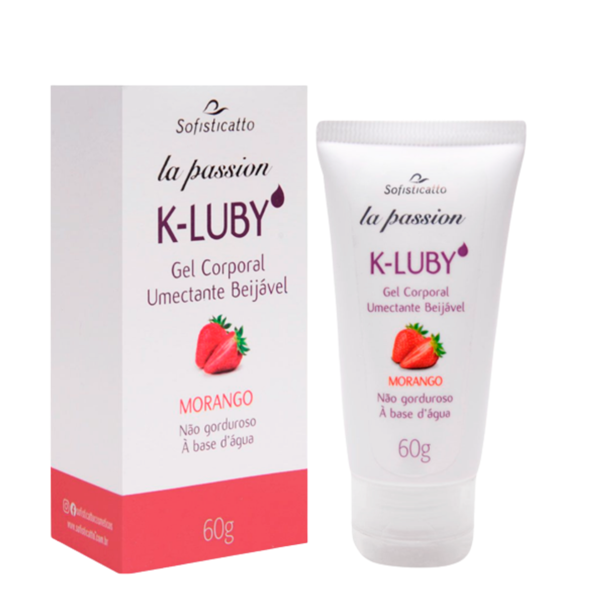 K-Luby Gel Corporal Umectante Beijável Morango Sofisticatto (vermelho) 60g