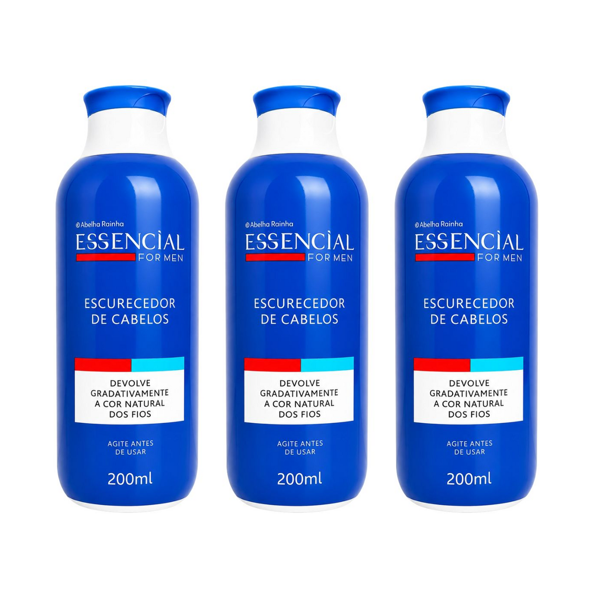 Kit 3 Escurecedor Cabelos Essencial Para Homem Abelha Rainha 200ml