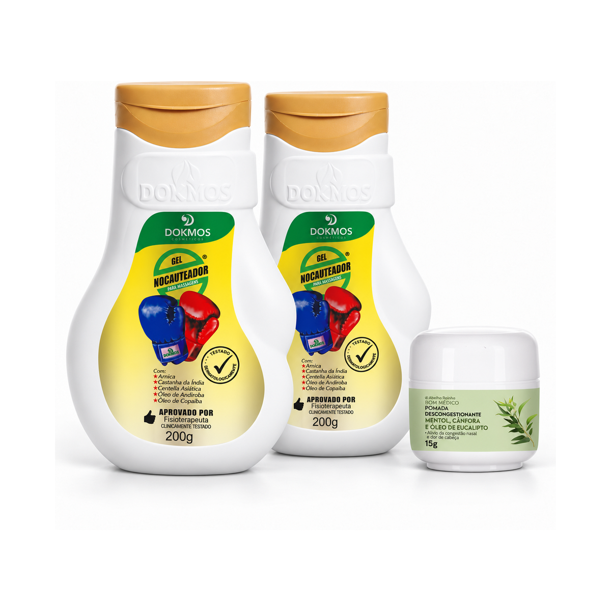 Kit 2 Gel Massageador Nocauteador + Pomada Bom medico