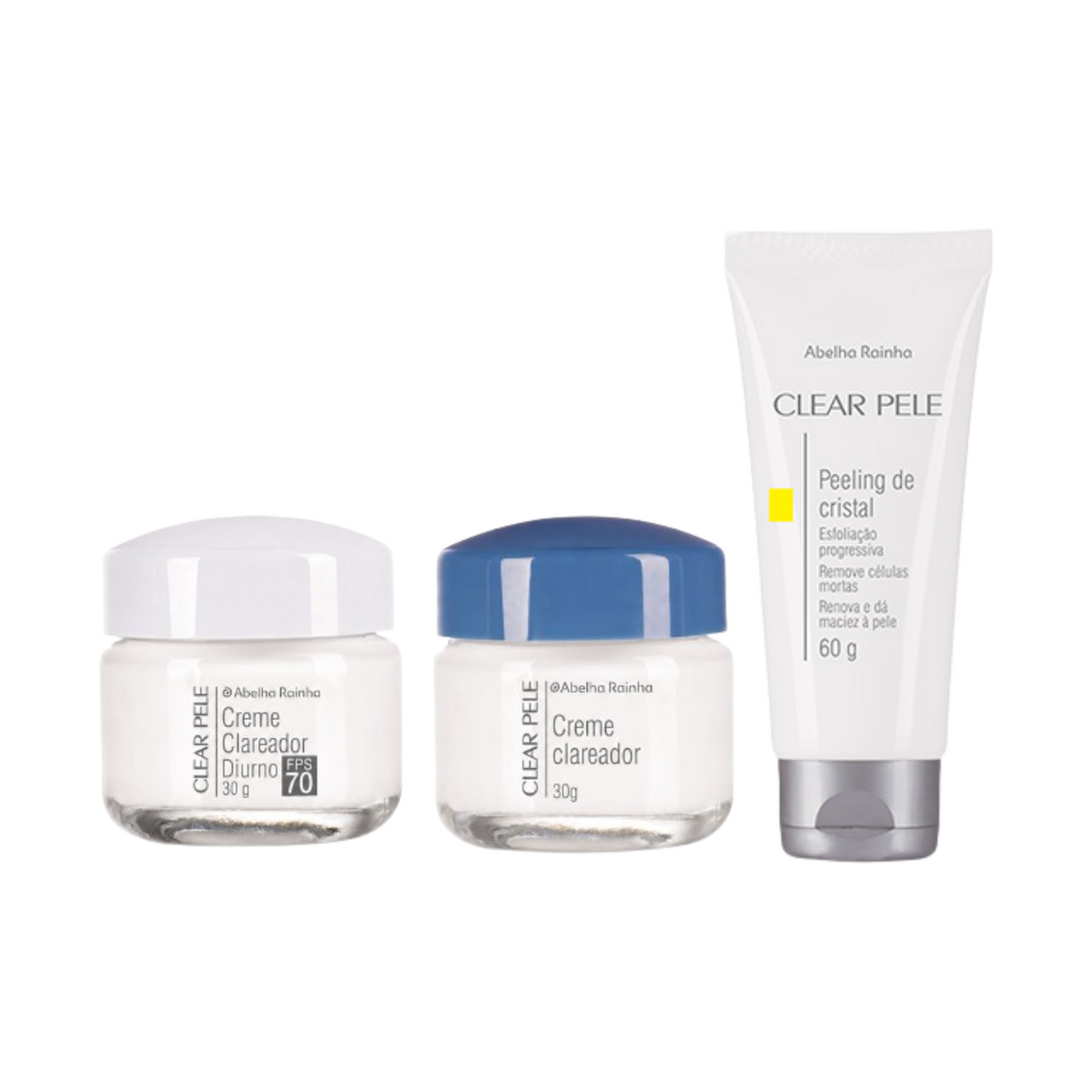 Kit Clareador Clareador Clear Pele Dia & Noite + Peeling de Cristal Abelha Rainha