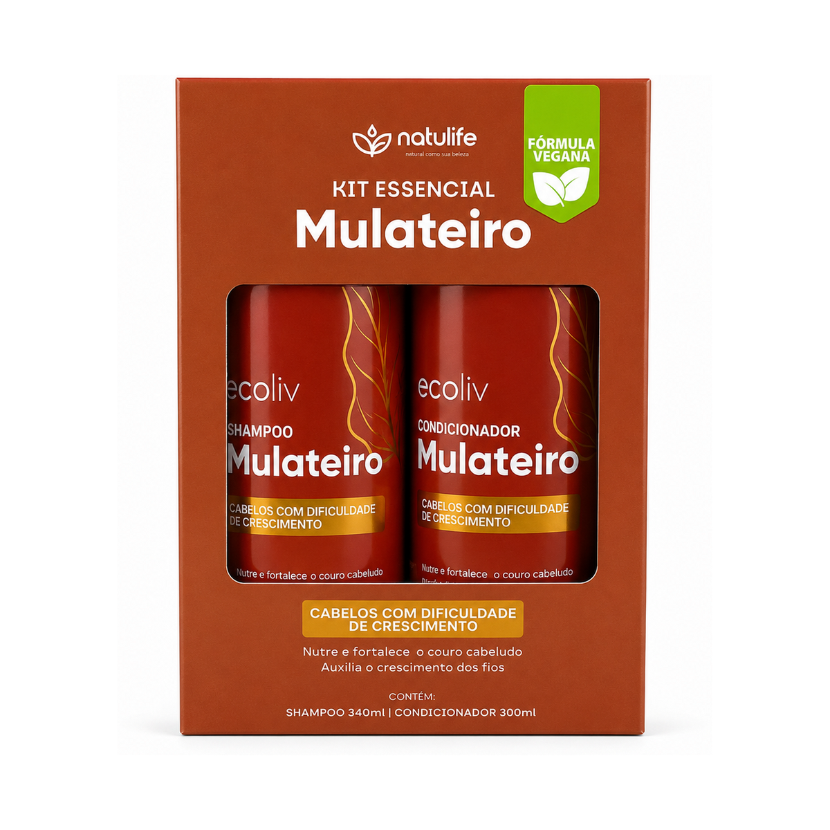Kit Essencial Mulateiro Natulife – Shampoo 340ml + Condicionador 300ml