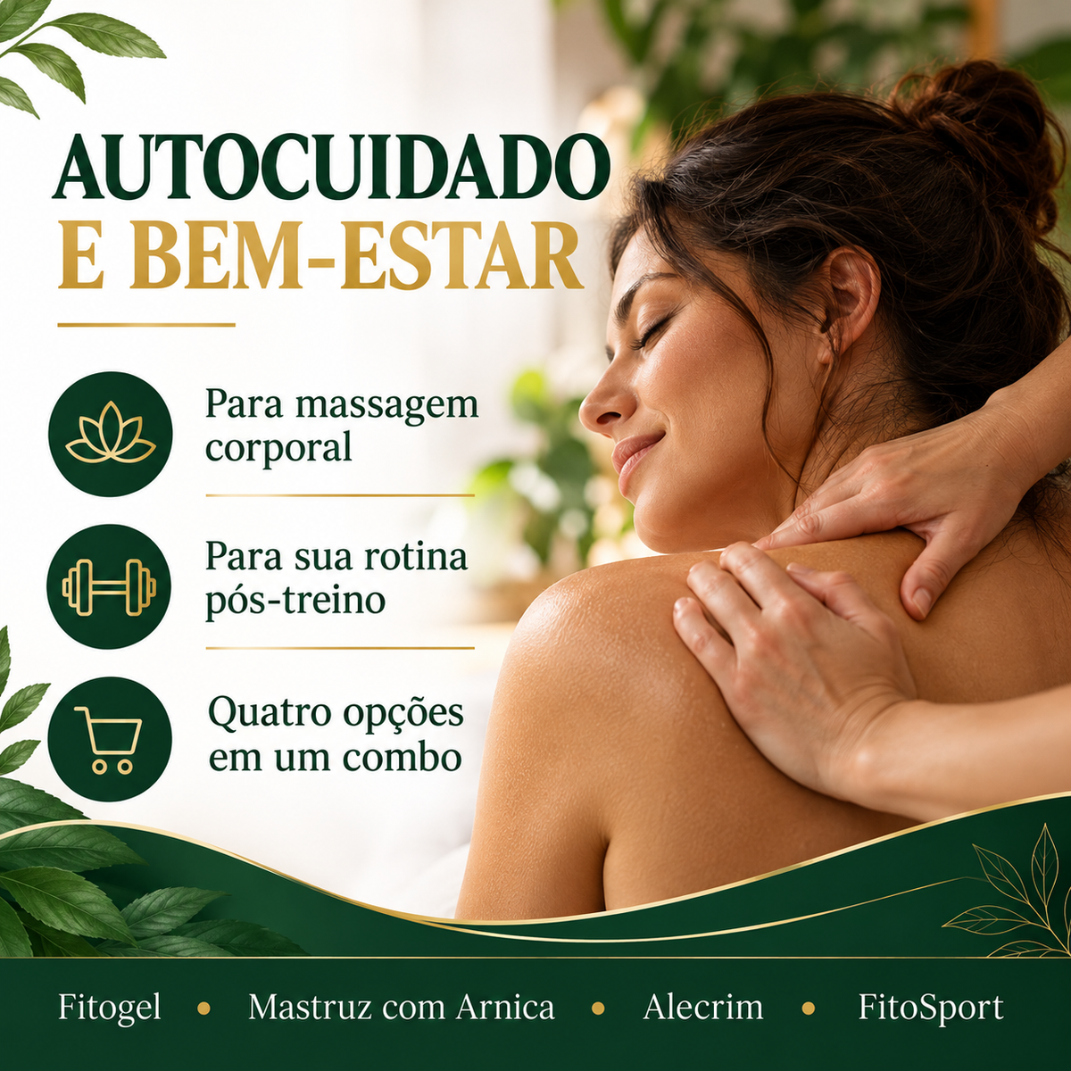 Combo de géis para massagem, autocuidado e rotina pós-treino
