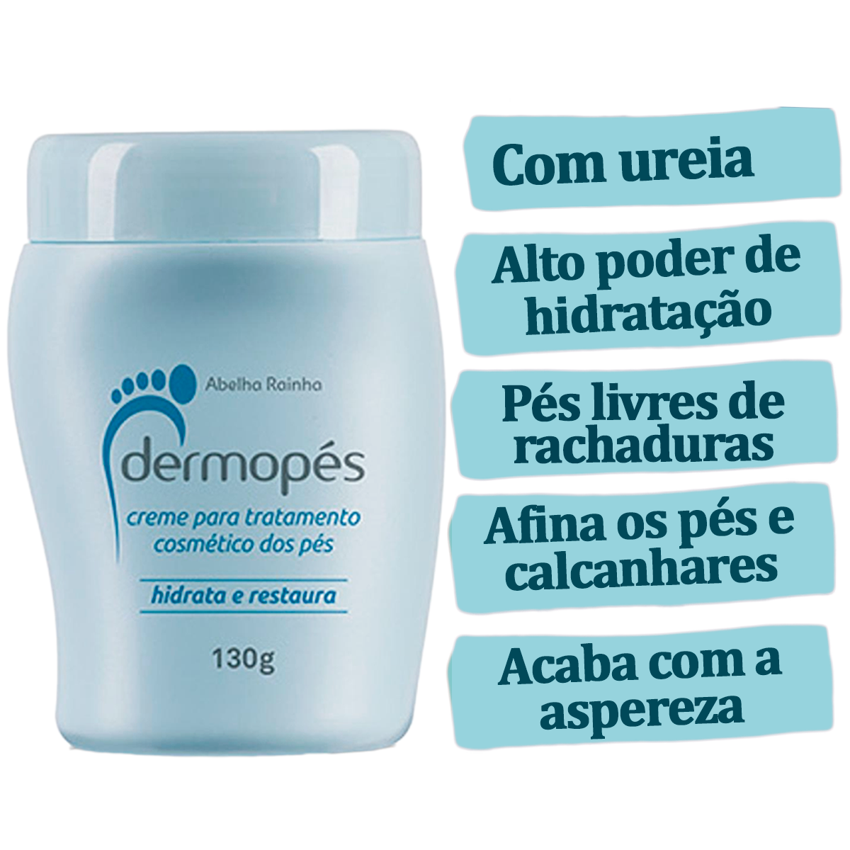Dermopés Creme Para Hidratação E Restauração Dos Pés 130g Abelha Rainha