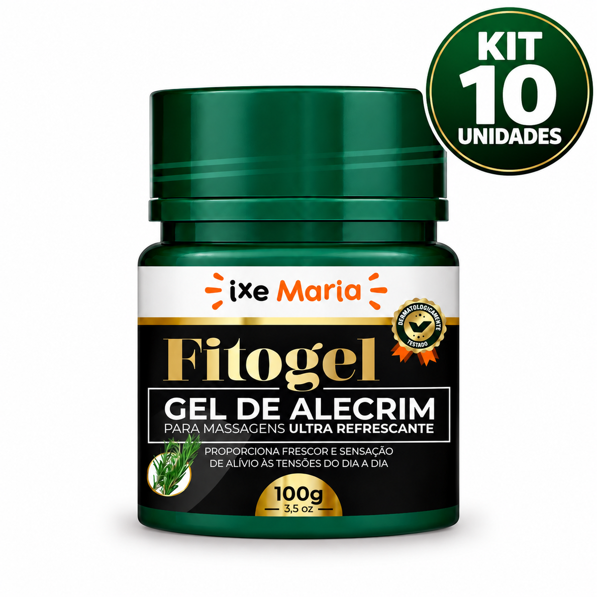 Kit 10 unidades Gel de Alecrim Fitogel IXE Maria 100g