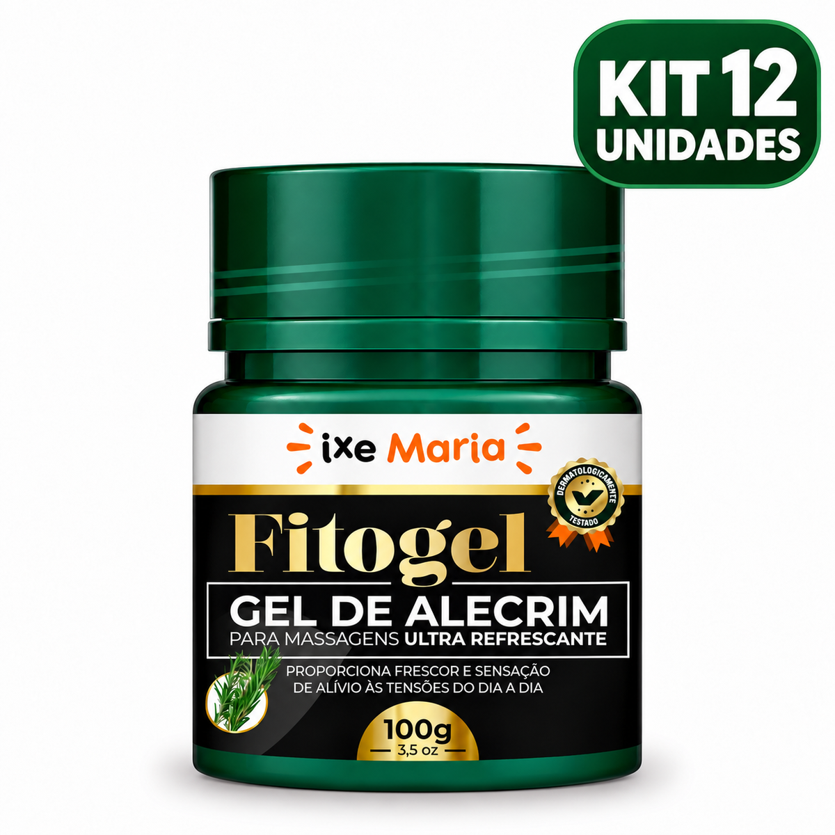Kit 12 unidades Gel de Alecrim Fitogel IXE Maria 100g