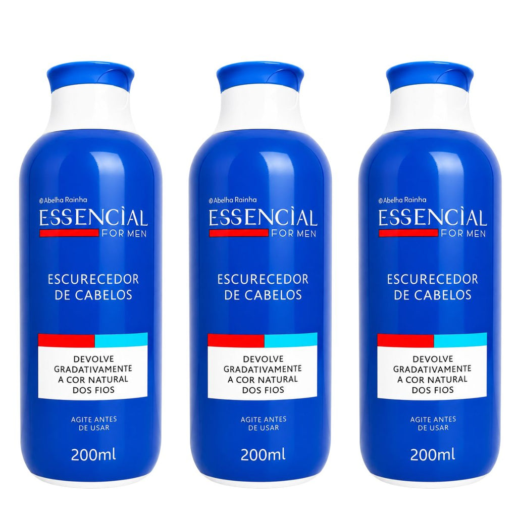 Kit 3 Escurecedor Cabelos Essencial Para Homem Abelha Rainha 200ml