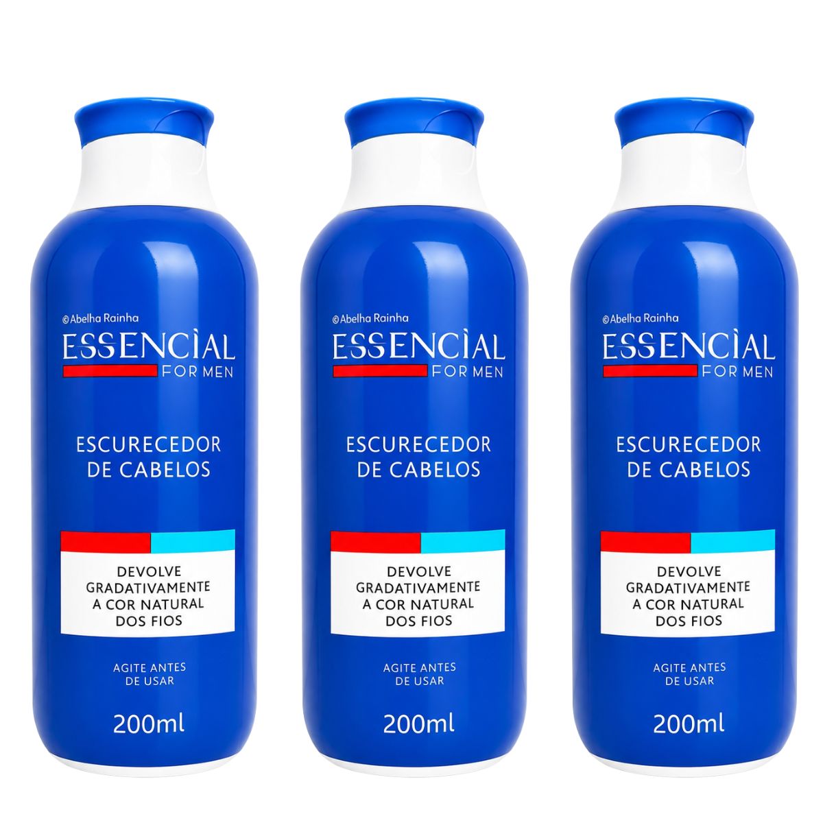 Kit 3 Escurecedor Cabelos Essencial Para Homem Abelha Rainha 200ml