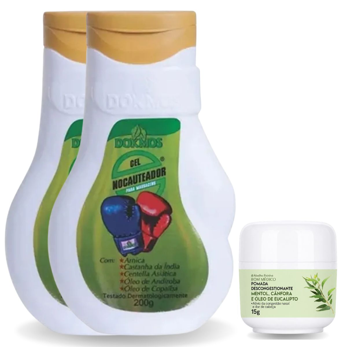 Kit 2 Gel Massageador Nocauteador + Pomada Bom medico