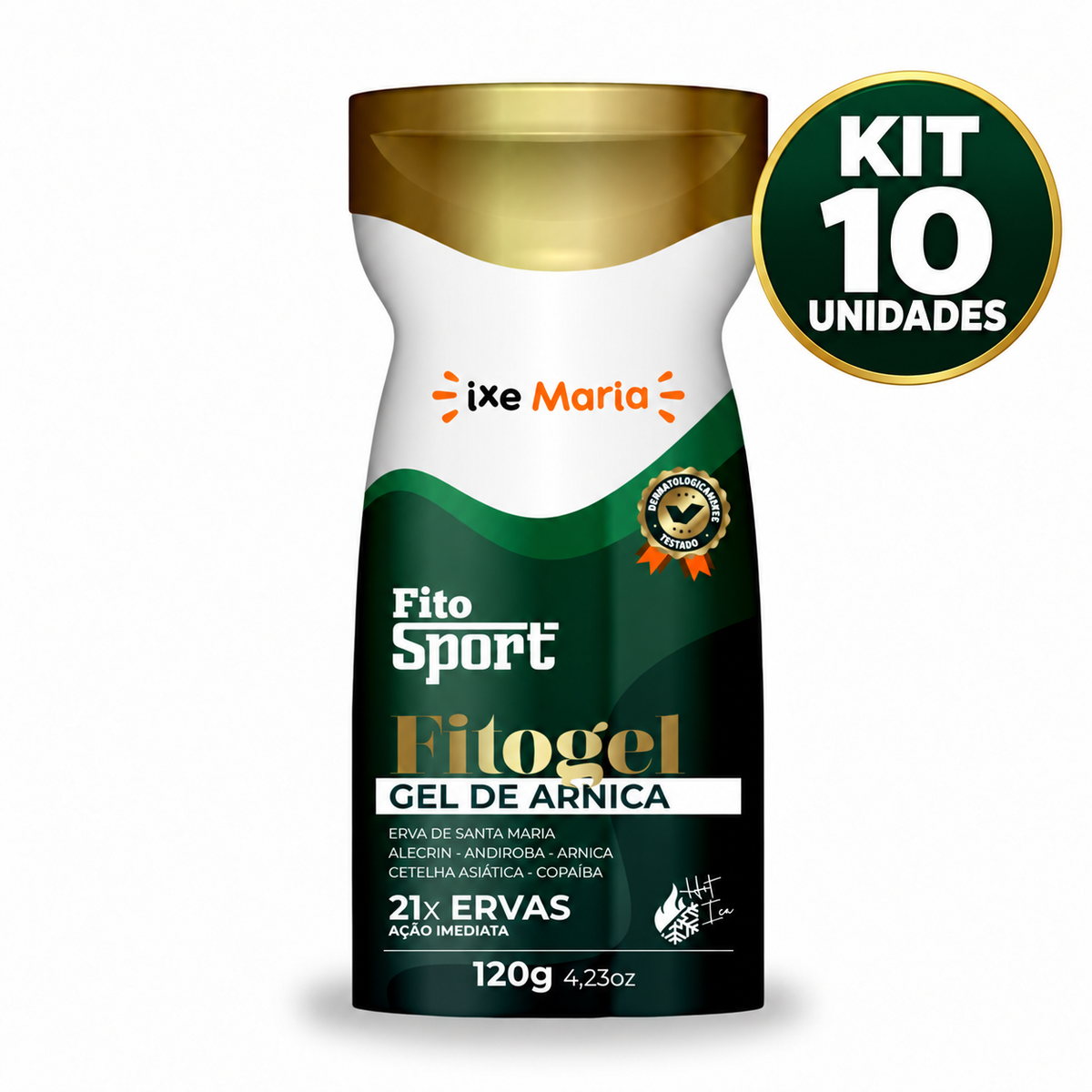 Kit 10 FitoSport gel creme de arnica 21 ervas 120g IXE Maria