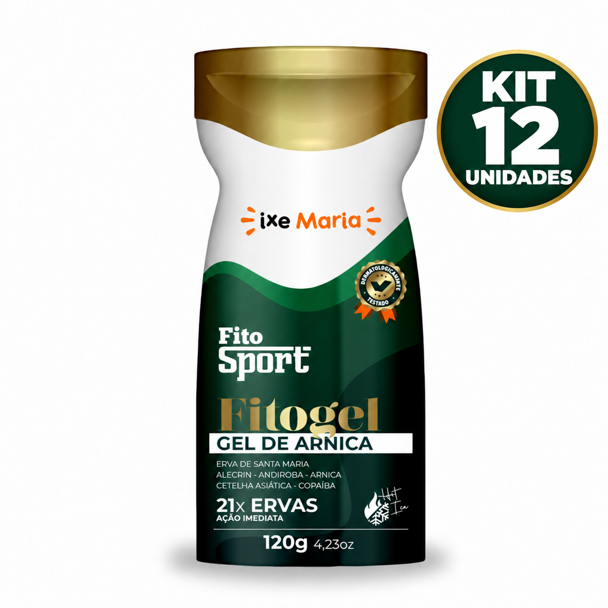 Kit 12 FitoSport gel creme de arnica 21 ervas 120g IXE Maria