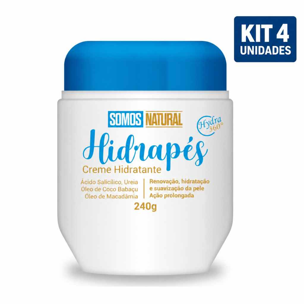 Kit 4 unidades Hidrapés Creme Hidratante para os Pés 240g Somos Natural
