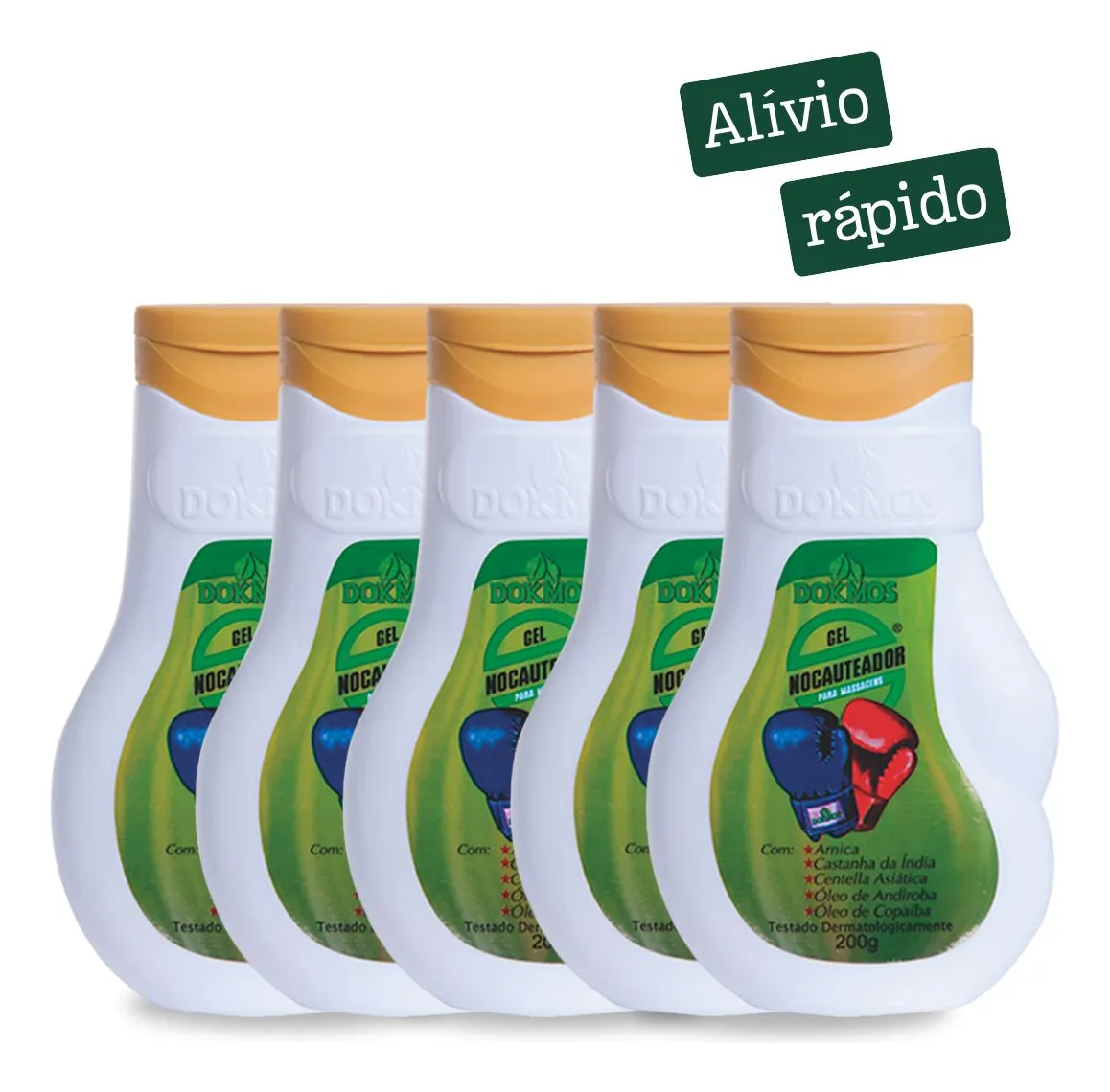 Kit 5 Unidades Gel Massageador Dokmos Arnica 200g