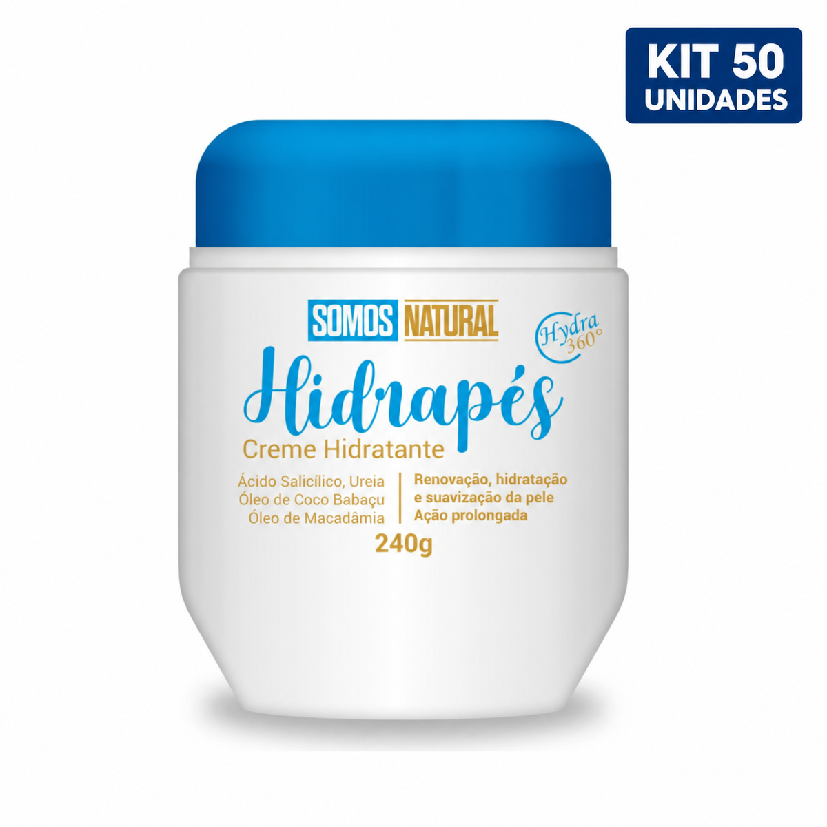 Kit 50 unidades Hidrapés Creme Hidratante para os Pés 240g Somos Natural