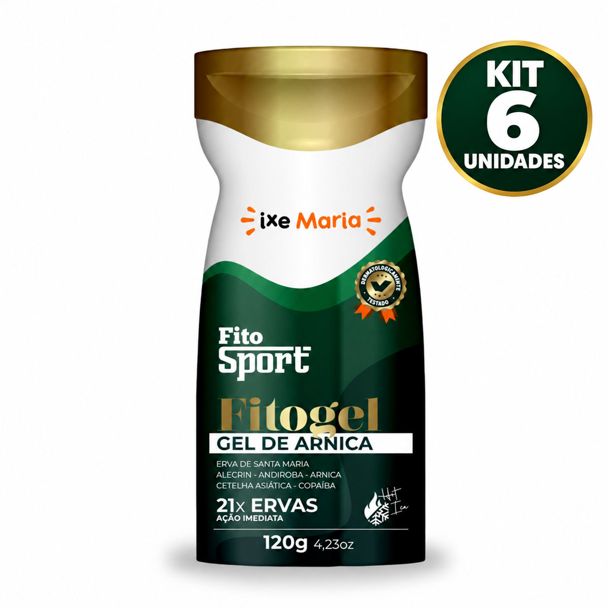 Kit 6 FitoSport gel creme de arnica 21 ervas 120g IXE Maria