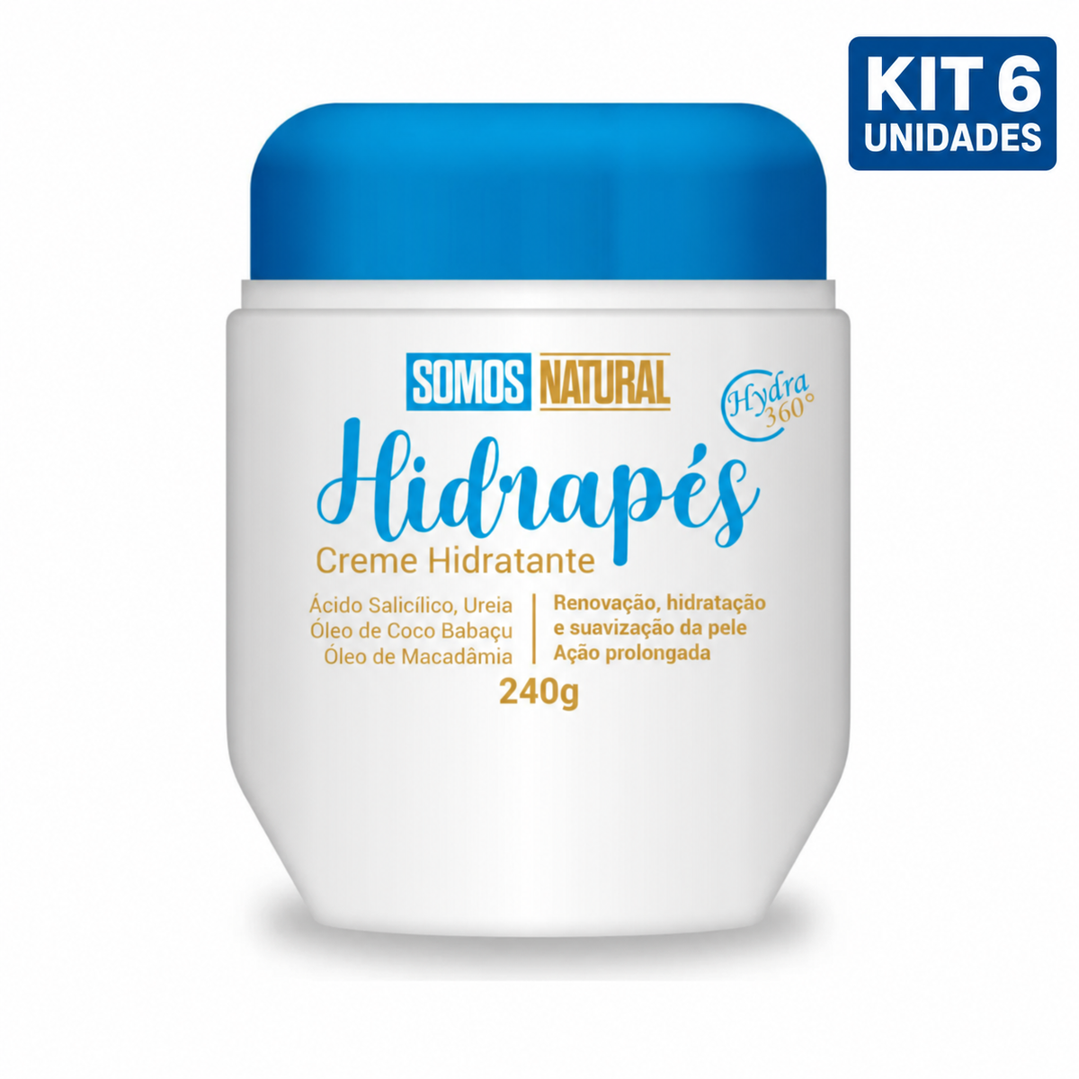 Kit 6 unidades Hidrapés Creme Hidratante para os Pés 240g Somos Natural