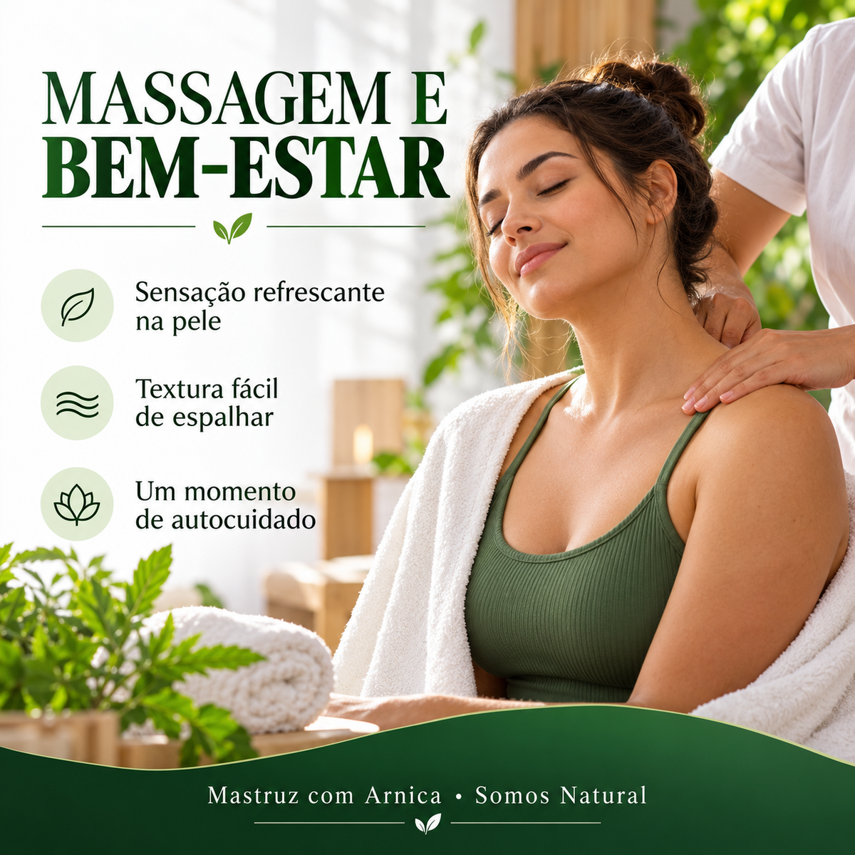 Massagem e bem-estar com Mastruz com Arnica Somos Natural