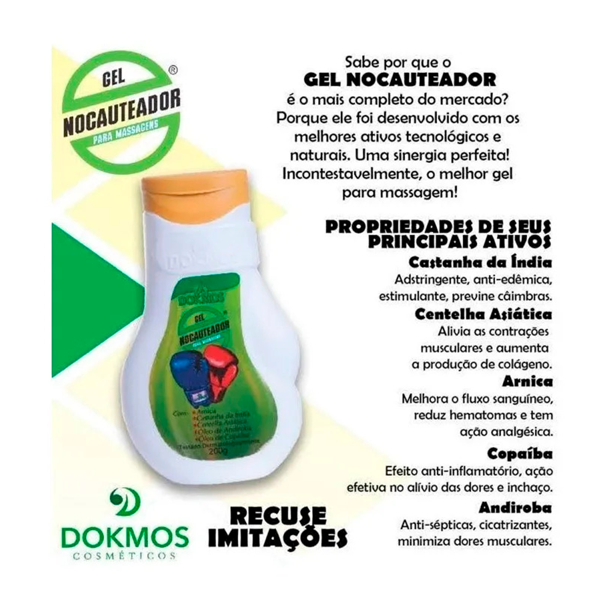 GEL NOCAUTEADOR ARNICA DOKMOS COSMÉTICOS COMBATE DORES