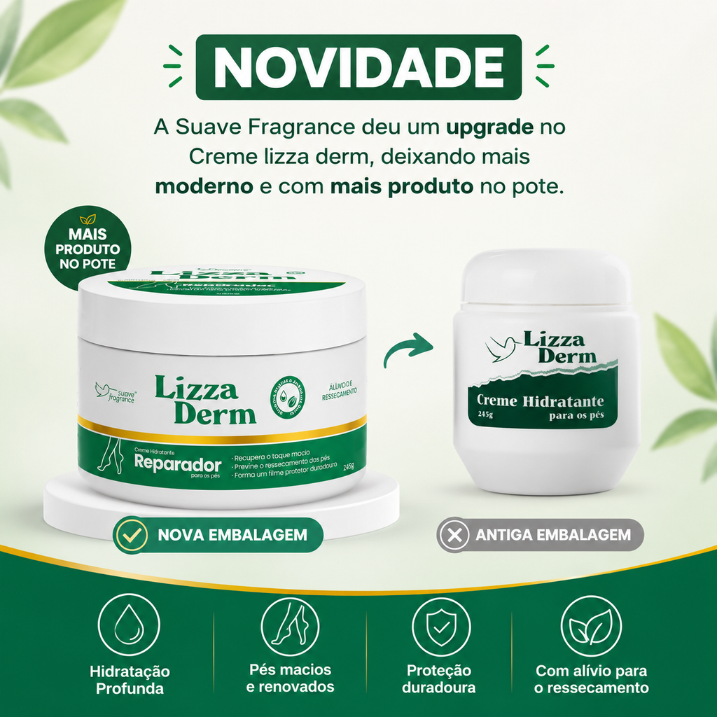 Creme Hidratante para os Pés Lizza Derm 245g Suave Fragrance 6021