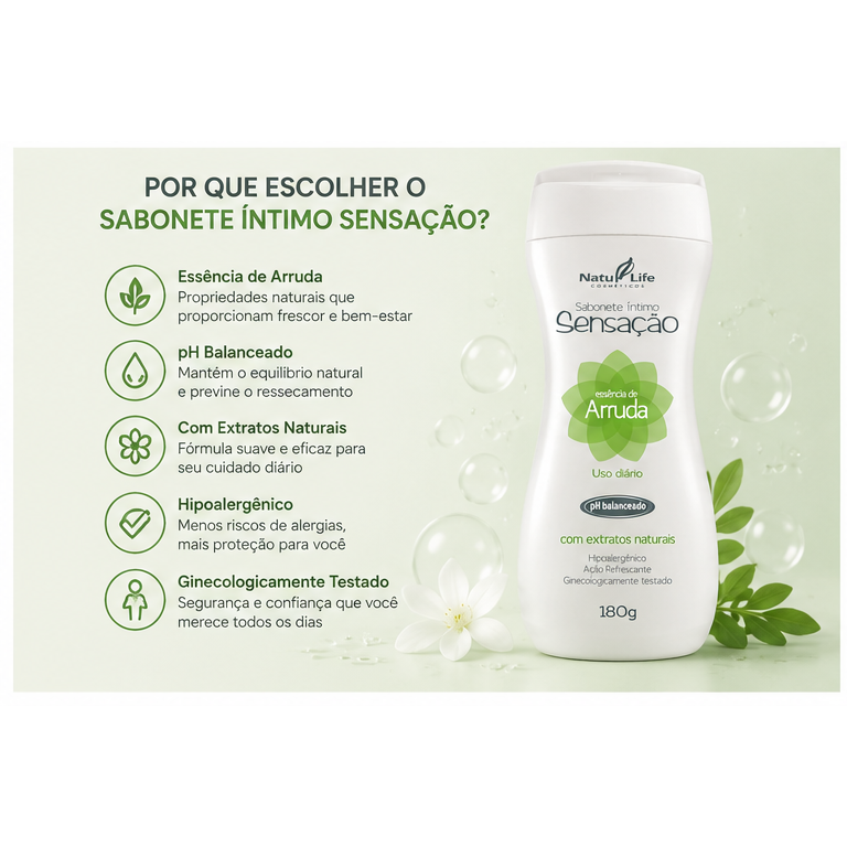 Sabonete Íntimo Sensação de Arruda Natu Life - por que escolher