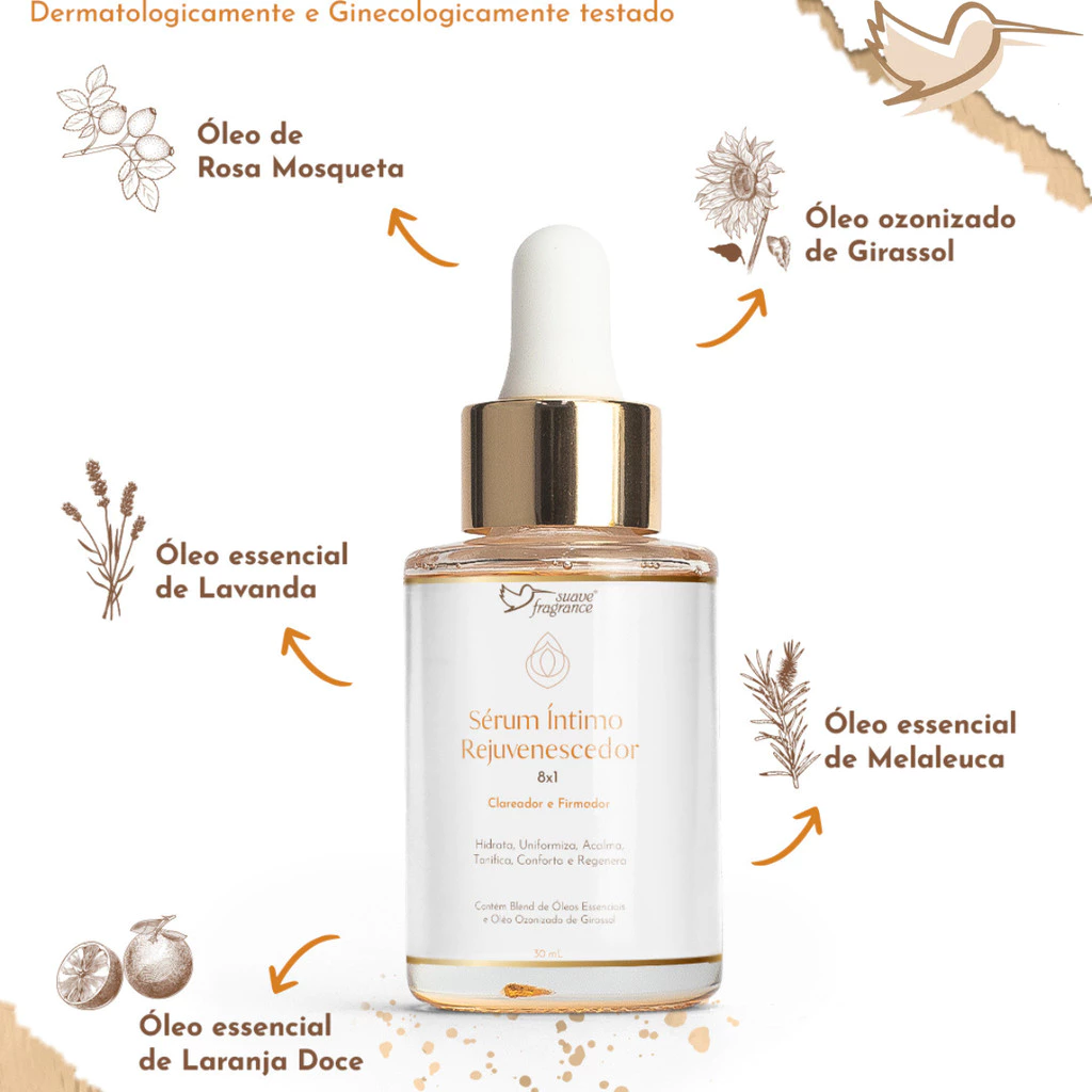 Sérum Rejuvenescedor E Clareador e Firmador Íntimo 8x1  30ml Suave Fragrance -0447