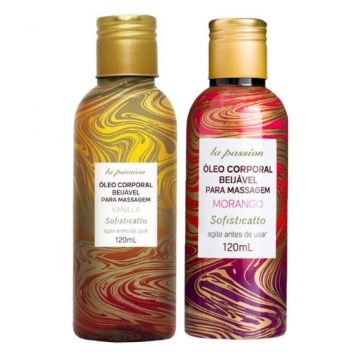 Kit Óleo De Massagem Sensual Sensação Quente: Vanilla + Morango