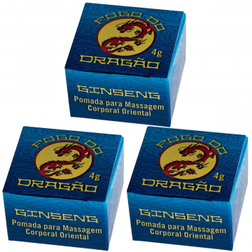 Kit 3 Pomada Fogo do Dragão Ginseng (azul) Efeito Retardante Sofisticatto 4g