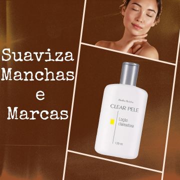 Kit Clear Pele: 2 Loção Clareadora Ameniza Manchas e Marcas + 1 Peeling de Cristal Remoção de Cravos e Impurezas