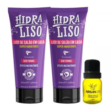 Kit 2 Hidraliso Liso de Salão em Casa Progressiva de Chuveiro + Argan Oil Hidraliso Edição Especial