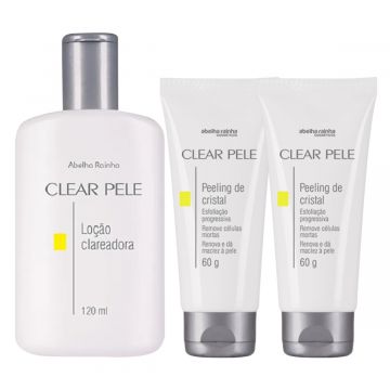 Kit  Cuidado Facial: 1 Loção Clareadora + 2 Peeling Clear Pele Abelha Rainha