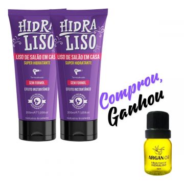 Kit 2 Hidraliso Liso de Salão em Casa Progressiva de Chuveiro + Argan Oil Hidraliso Edição Especial