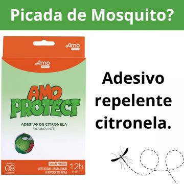 Adesivo Repelente Natural Amo Protect 8 Unidades + Post Picada Adesivo Calmante Alívio Para Picada De Mosquito