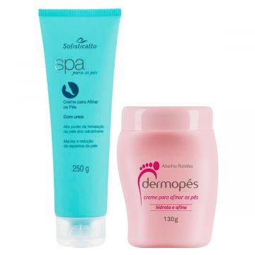 Kit 1 Spa para os Pés Creme para Afinar os Pés 250 g + 1 Dermopés Creme Para Hidratar e Afinar os Pés 130 g  