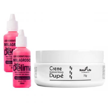 Kit para Tratamento de Pés Ressecados e Rachados: 1 Creme Dupé + 2 Loção Delima Milagroso