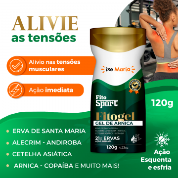 FitoSport Gel de Arnica Fitogel 21 Ervas + Gel Massageador Mastruz Com Arnica + Mini Massageador Portátil